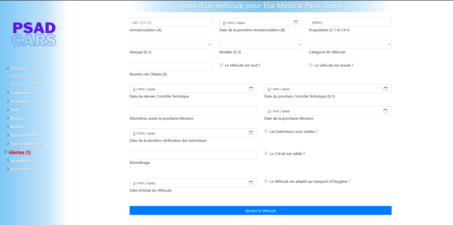 creation screen vehicule PSADCARS